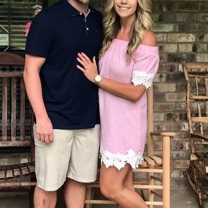 💕 Off The Shoulder Pinstriped Dress 💕